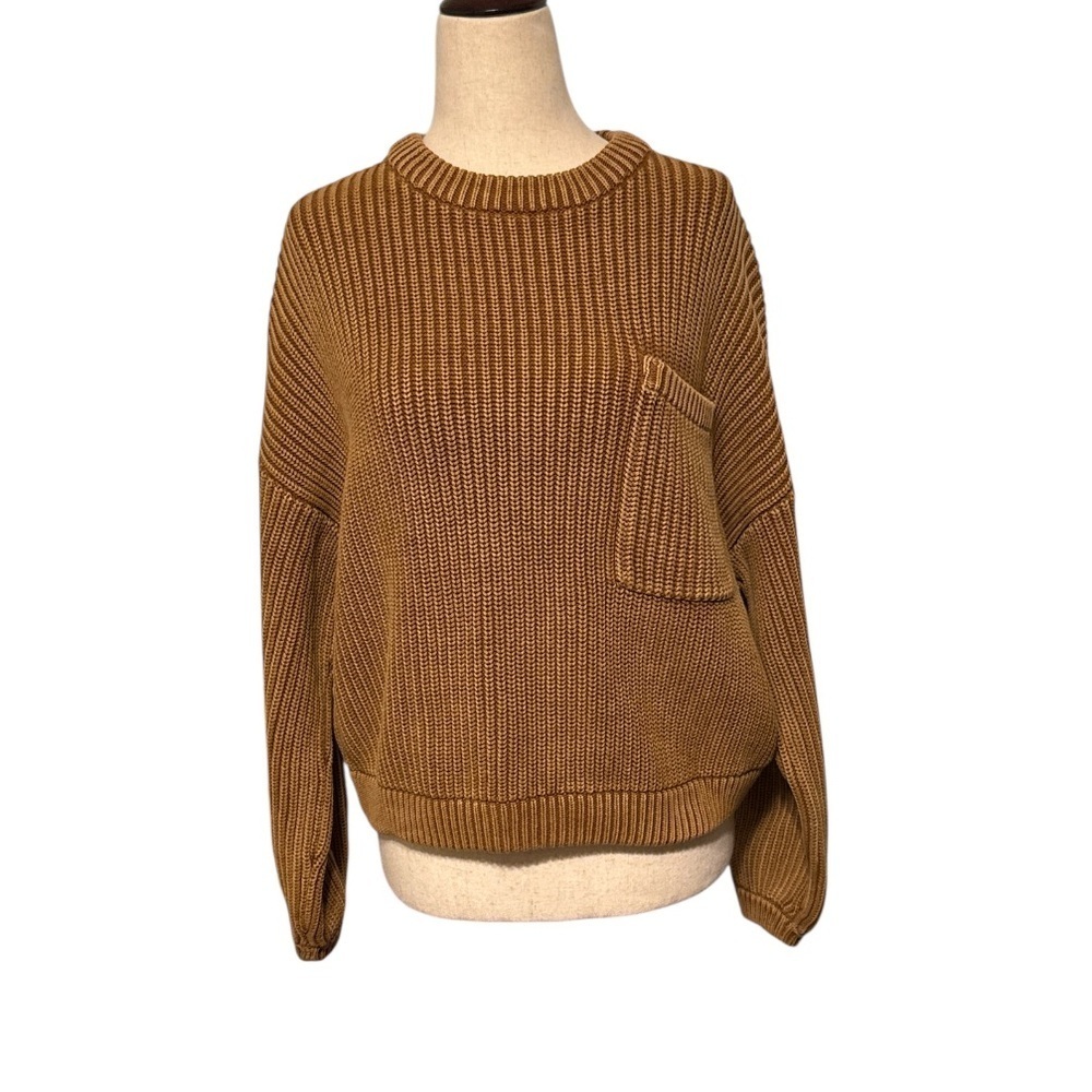 Demylee New York Women's Brown Crew Neck Ribbed Sweater - Picture 2 of 4